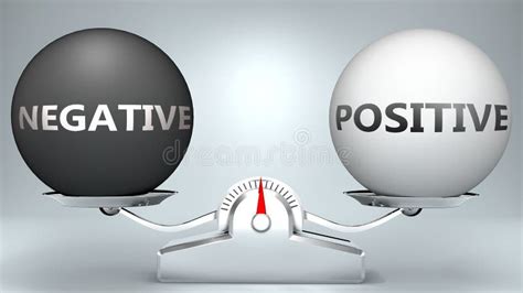Negative And Positive In Balance Pictured As A Scale And Words