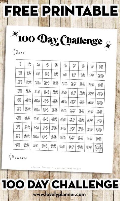 10k In 100 Days Challenge Free Printable