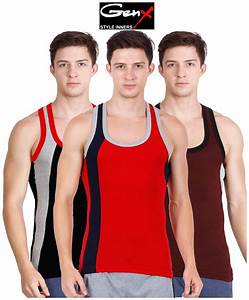 Buy Genx Pack Of 3 Sleeveless Round Neck Men Gym Vest Assorted Online