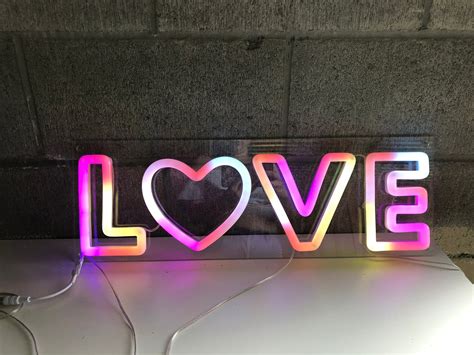 Love Rainbow Neon Sign Color Changing Led Lights For Interior Etsy Uk