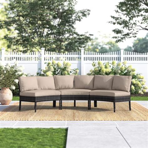 lipton 48 wide outdoor wicker curved patio sectional with cushions in 2022 patio sectional