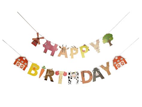 Buy Zotemo Farm Theme Happy Birthday Banner Animal Shaped Letters