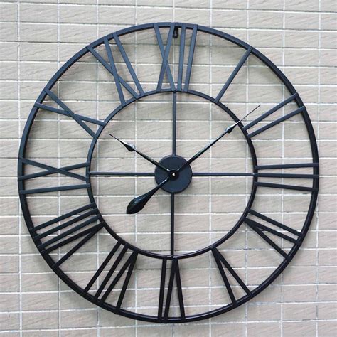 Large Outdoor Garden Wall Clock Big Roman Numerals Giant Open Metal 40
