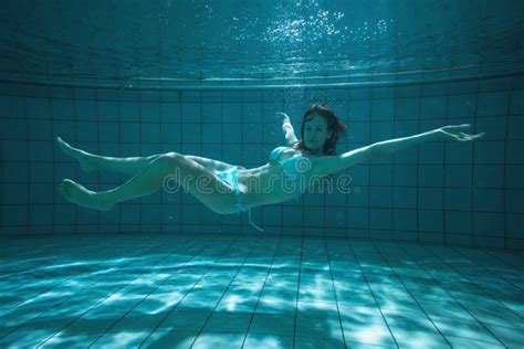 Pretty Swimmer Looking At Camera Underwater In Bikini Stock Image Image Of Full Swimming