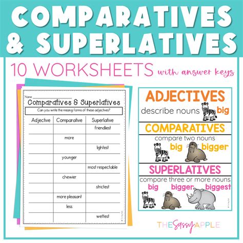 Comparative And Superlative Adjectives Worksheet Activities And Anchor Chart Shop The Sassy