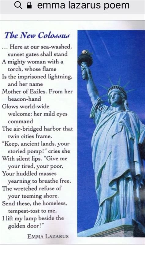 Maybe you would like to learn more about one of these? Was the poem on the Statue of Liberty by Emma Lazarus ever ...