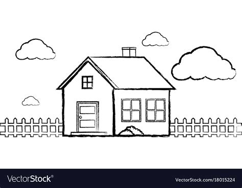 Doodle Of Single House Without Color Royalty Free Vector