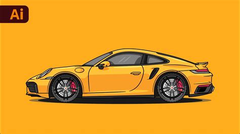 Adobe Illustrator Tutorial How To Draw Flat Vector Car Illustration