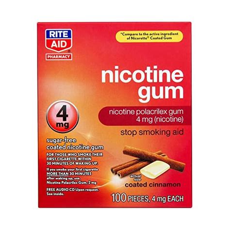 Rite Aid Nicotine Gum Cinnamon Flavor 4mg Stop Smoking Aids