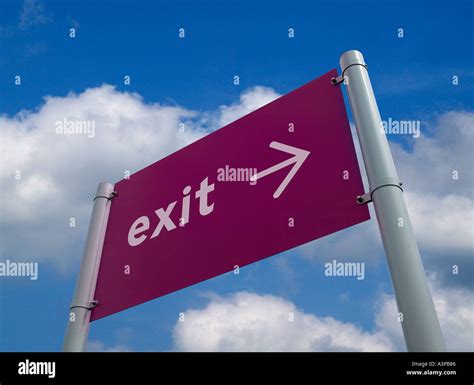 Purple Car Park Exit Sign On Blue Sky Stock Photo Alamy