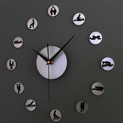 Creative Metallic Sex Gestures Wall Clock Bedroom Decor Silent Watches