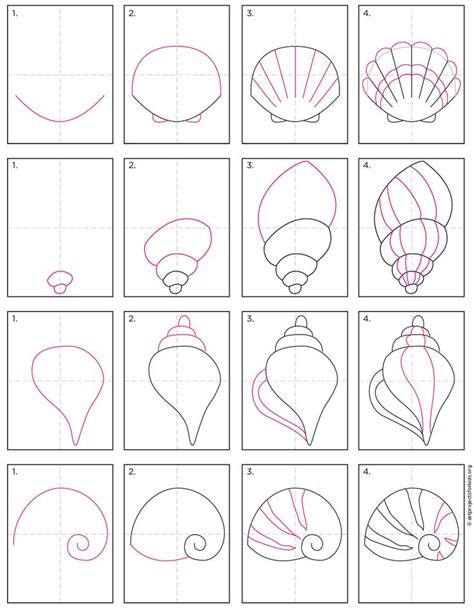 Easy How To Draw A Sea Shell Tutorial