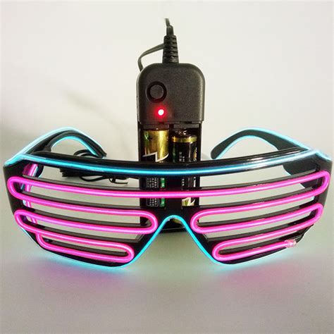 smart remote control el glasses el wire fashion neon led light up shutter shaped glasses rave dj