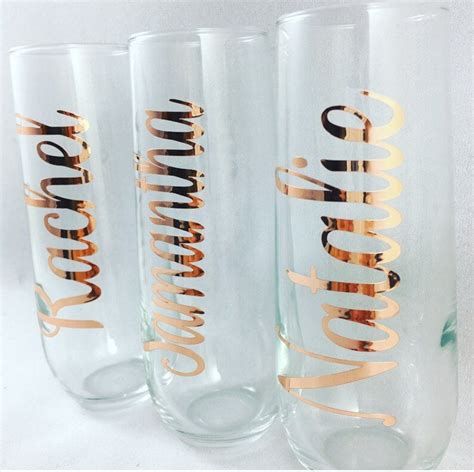 Stemless Glass Champagne Flutes Bridesmaid T Personalized Etsy