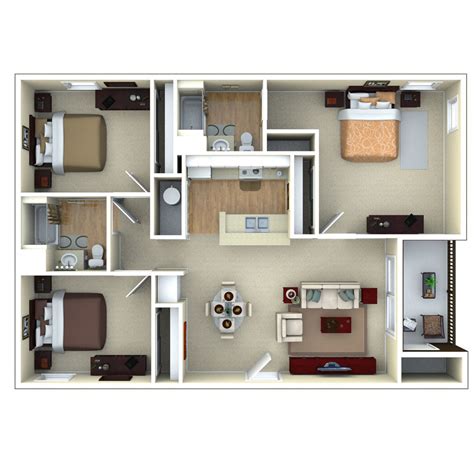 Floorplanner is the easiest way to create floor plans. 3bedroom 3D floor plan, Glenbrook Apartments in Sarasota ...
