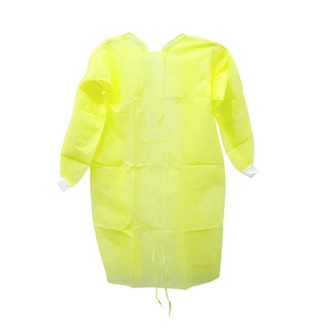 Assure Isolation Gown Yellow 38gsm Knitted Cuff Ntuc Fairprice