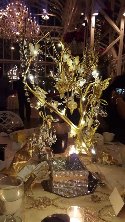 Lighted Gold Tree Centerpiece Lighted Centerpieces Tree Centerpieces