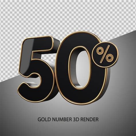 Premium Psd 3d Render Percentage Number 40 Black Color And Gold Bevel