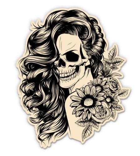 day of the dead scary girl female skull 12 vinyl sticker waterproof decal