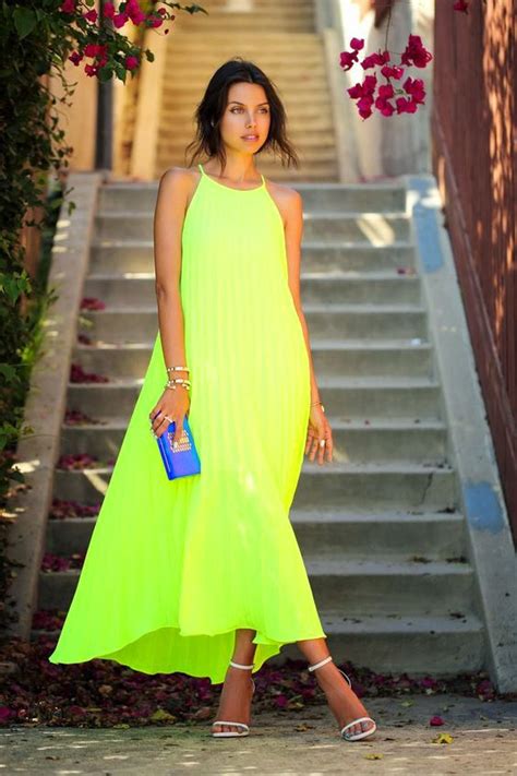 Fluorescent Yellow Neon Dress Maxi Dress Womens Maxi Dresses Long Maxi Dress