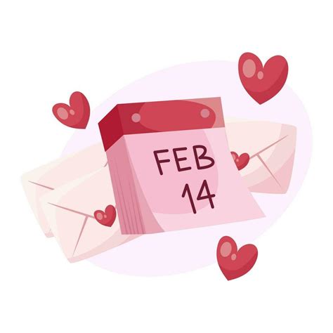 Calendar With Date Valentines Day Envelopes With Love Letters