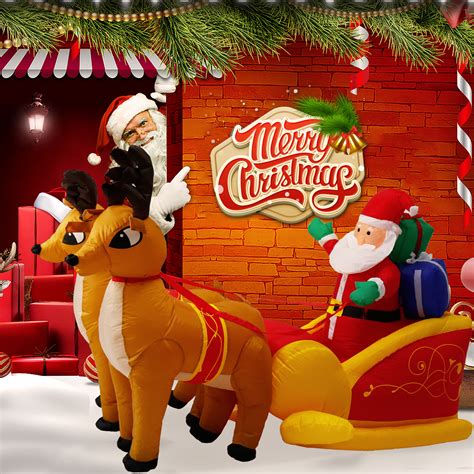 Christmas deer santa claus animal santa winter snow stag xmas reindeer. Kinbor 7Ft Santa Claus Reindeer with Gifts on Sleigh ...