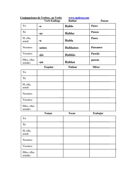 18 Spanish Conjugation Worksheets