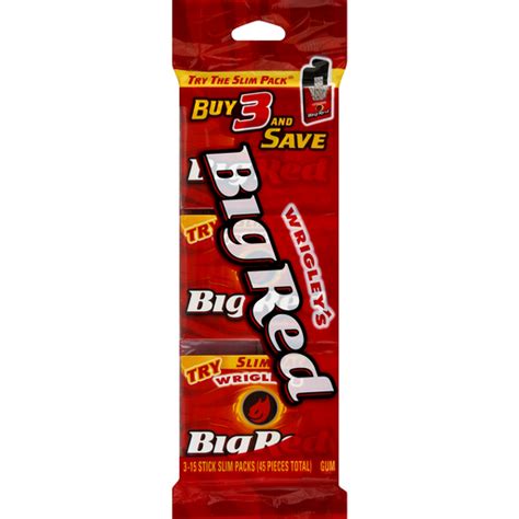 Wrigleys Big Red Cinnamon Chewing Gum Bulk 15 Stick Pack Pack Of 3