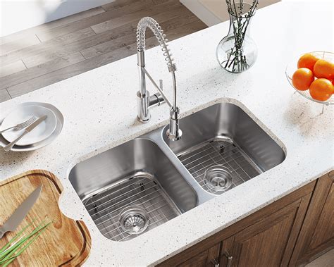 A Double Bowl Stainless Steel Kitchen Sink