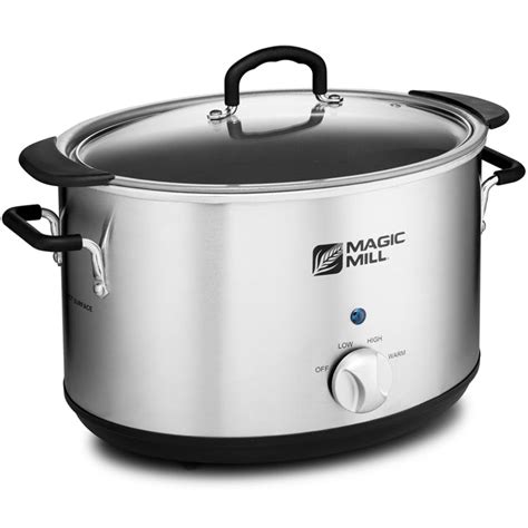 Magic Mill 8 Quart Oval Crock Pot With Cool Touch Handles And Aluminum