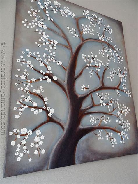 White Cherry Blossom Tree Painting Crafts By Amanda Tree Painting