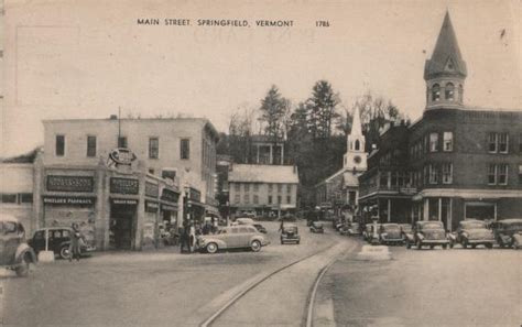 Main Street Springfield Vt Postcard