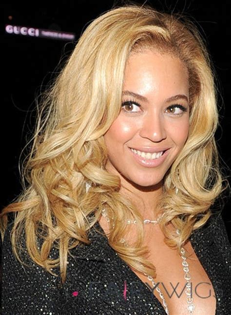 Beyonce Knowles Wigs Full Lace Medium Wavy Blonde Human Hair
