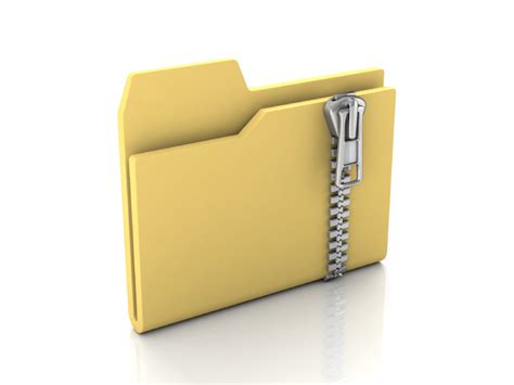 Folder Icon From Set Standard Yellow Folder With Zipper