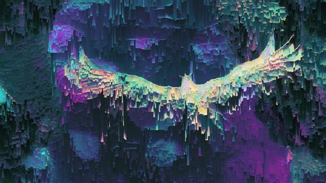 Wallpaper Bird Glitch Stripes Interference Colorful Abstraction Hd