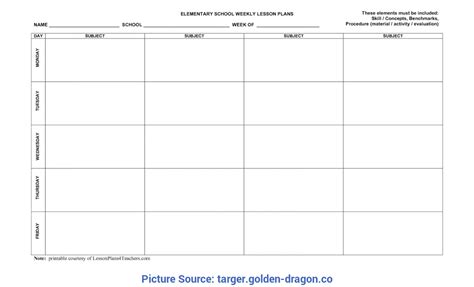 Monthly Lesson Planner Template
