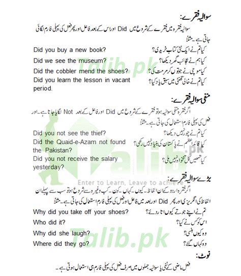 Past Indefinite Tense In Urdu To English Exercise Sentence Examples