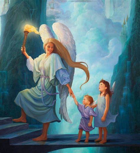 Angel And Children Arriving In Heaven Original Oil Painting