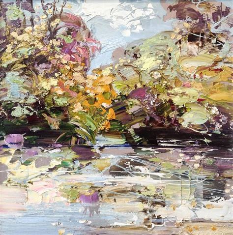 Paul Treasure Autumn Lake Abstract Landscape Painting