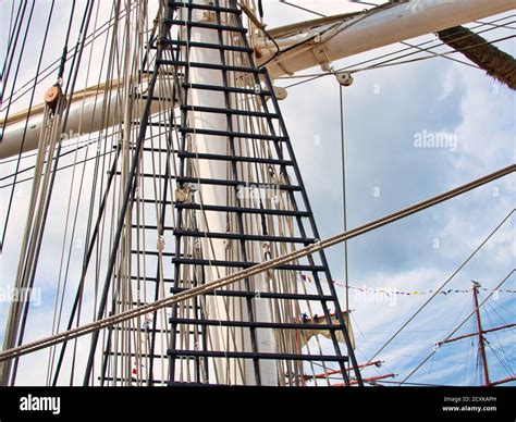 Vintage Sailing Ship Mast Ropes And Tackle Tall Ship Rigging Mast