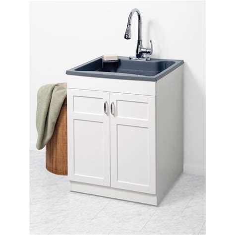 A high arch faucet allows you to target water flow easily when cleaning article #12345030 model #ql114 format 24x21x34. 24 Utility Sink With Cabinet | Interior Design Ideas