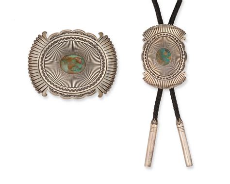 Lot A Sammie Kescoli Begay Navajo Silver Bolo And Buckle Set