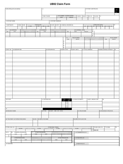 Ub92 Form Fill Online Printable Fillable Blank