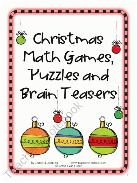 Christmas Math Brain Teasers