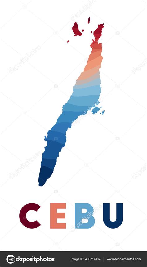 Cebu Map Map Of The Island With Beautiful Geometric Waves In Red Blue