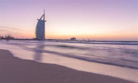 Luxury Hotel Burj Al Arab And Public Beach At Sunset Dubai Uae 29