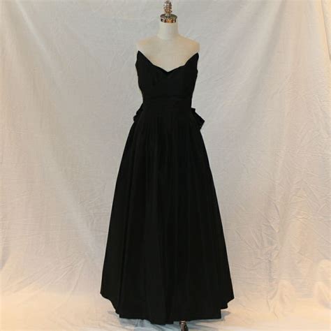 Vintage Chanel Black Taffeta Strapless Gown Circa 70s Evening