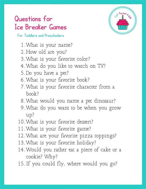 Ice Breaker Questions For Kids To Warm Up Your Party Cool Parties 4 Kids