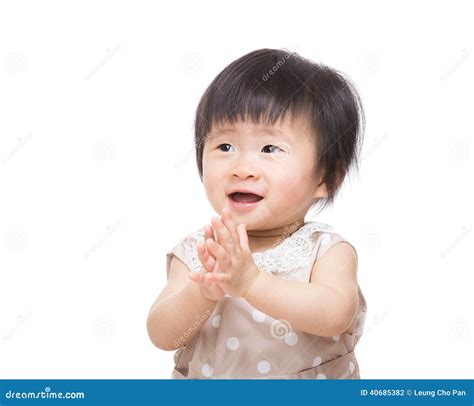 Excited Baby Girl Clapping Hand Stock Photo Image Of Asia Hand 40685382