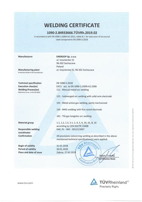Welding Certificate Fpcenpl 003 3 Energop Sp Z Oo
